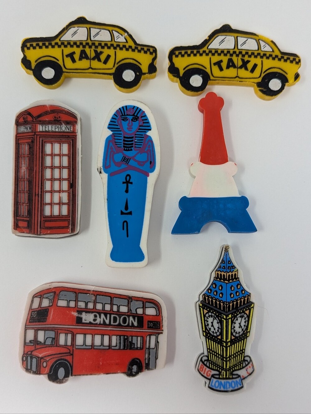 Vintage Eraser Assorted Travel Kids Novelty Paris England Egypt London